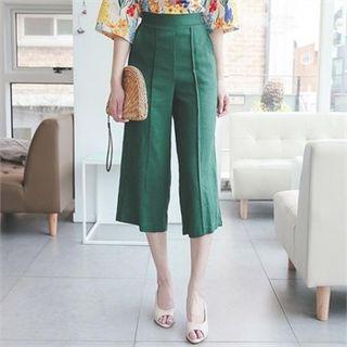 Linen Blend Seam-front Cropped Pants