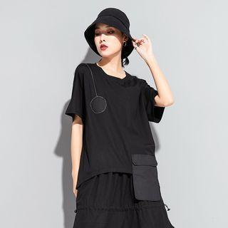 Short-sleeve Applique High-low T-shirt