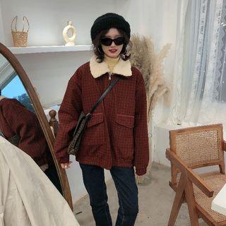 Plaid Zip Jacket Red - One Size
