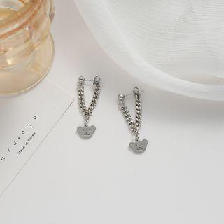 Sterling Silver Bear Drop Earring 1 Pair - 925 Silver - Silver - One Size
