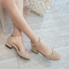 Low-heel Rhinestone Ankle Strap Sandals