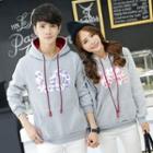 Couple Matching Lettering Flower Print Hoodie
