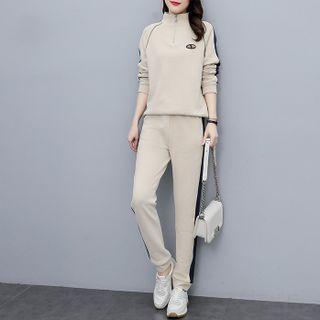 Set: Two-tone Half-zip Sweatshirt + Sweatpants