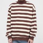 Long-sleeve High-neck Striped Sweatshirt