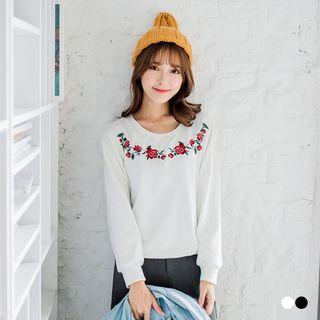 Embroidered Rose Sweatshirt