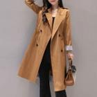 Double-buttoned Drawstring Trench Coat