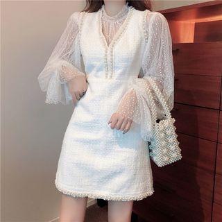 Mesh Top / Sleeveless Tweed Dress