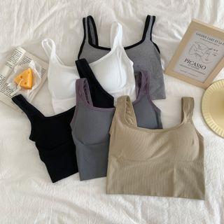 Padded Plain Cropped Tank Top