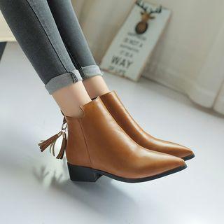 Pointy-toe Ankle Boots With Tassel