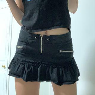 Low Rise Denim Mini Skirt