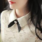 Collared Lace Dress With Brooch