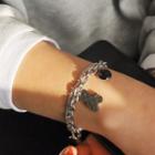 Couple Matching Bear Chain Bracelet Silver - One Size