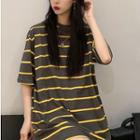 Striped Short-sleeve Oversized T-shirt