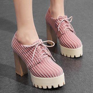 Lace-up High Heel Platform Derby Pumps