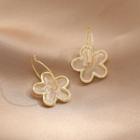 Flower Dangle Earring 1 Pair - Gold Trim - Transparent - One Size