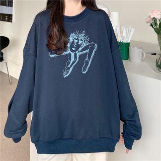Graphic Print Cutout Sweatshirt