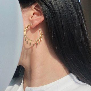 Rhinestone Alloy Open Hoop Earring 1 Pair - Earrings - Gold - One Size