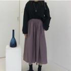 Plain Short-sleeve Blouse / Midi A-line Skirt