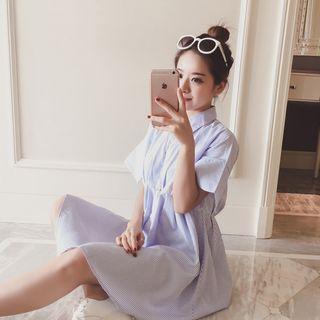 Short-sleeve Pinstripe Shirtdress