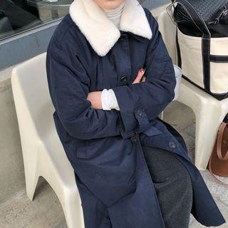 Single-breasted Padded Coat Blue - One Size
