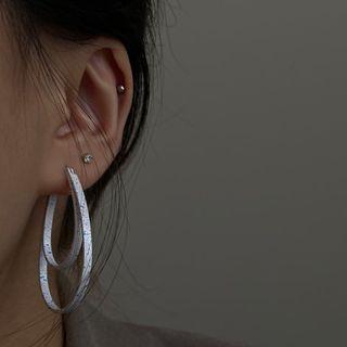 Alloy Layered Drop Earring 1 Pair - Blue & White - One Size