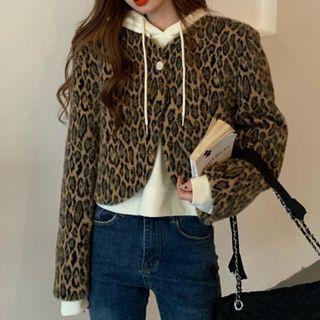 Leopard Print Cropped Jacket / Hoodie