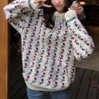 Floral Knit Hoodie As Shown In Figure - One Size
