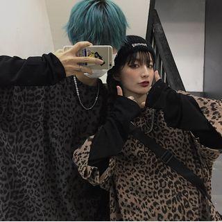 Panel Sleeve Leopard Mock Two Piece Top