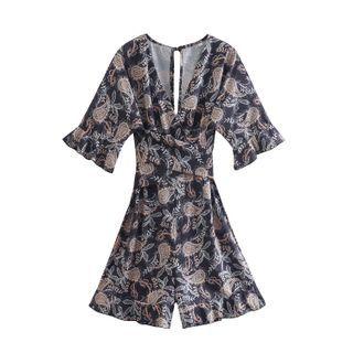 Short-sleeve Paisley Print Romper