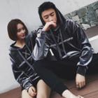 Coupe Matching Lettering Velvet Hoodie