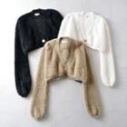 Cropped Fluffy One-button Cardigan
