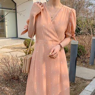 Short-sleeve Pattern Midi Dress