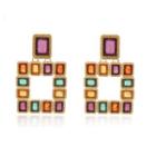 Rhinestone Square Drop Earring 1493 - 1 Pair - Gold - One Size