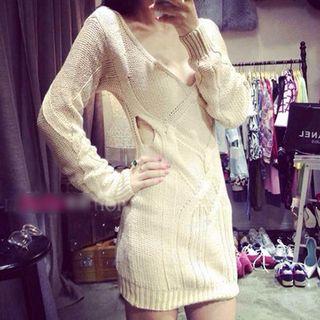 Cutout V-neck Knit Dress