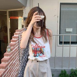 Printed Letter Oversize Tank Top