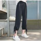 Lace-up Cropped Pants Black - One Size