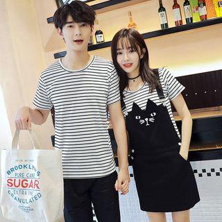 Couple Matching Short-sleeve T-shirt / Set: Short-sleeve T-shirt + Jumper Dress