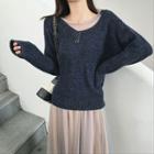 Long-sleeve Knit Sweater / Long-sleeve Mesh Dress