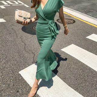Wrap-front Maxi Mermaid Dress