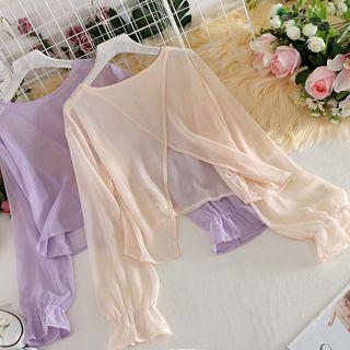 Open Back Split Long-sleeve Top