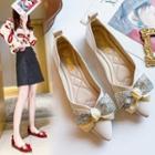 Bow-accent Pointy-toe Patent Flats