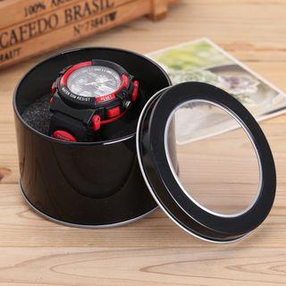 Round Metal Watch Case Circle - Black - 9cm X 6cm