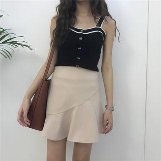 High-waist Ruffle Hem A-line Skirt