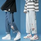 Cow Print Straight-leg Jeans