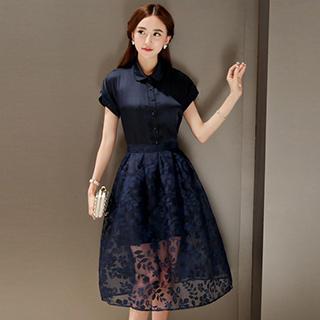Set: Shirt + Lace A-line Skirt