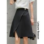 Asymmetric High-waist Stitched A-line Skirt