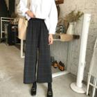 Windowpane Check Wide-leg Pants