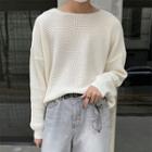Long-sleeve Drop Shoulder Plain Sweater