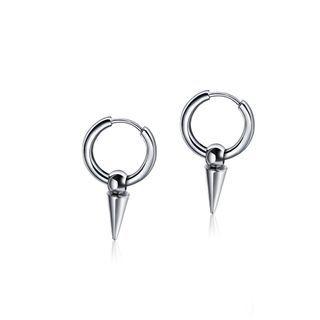 Fashion Rock Punk Pointed 316l Stainless Steel Stud Earrings Silver - One Size