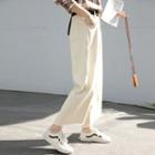 Frayed Hem Asymmetric Wide-leg Cropped Jeans